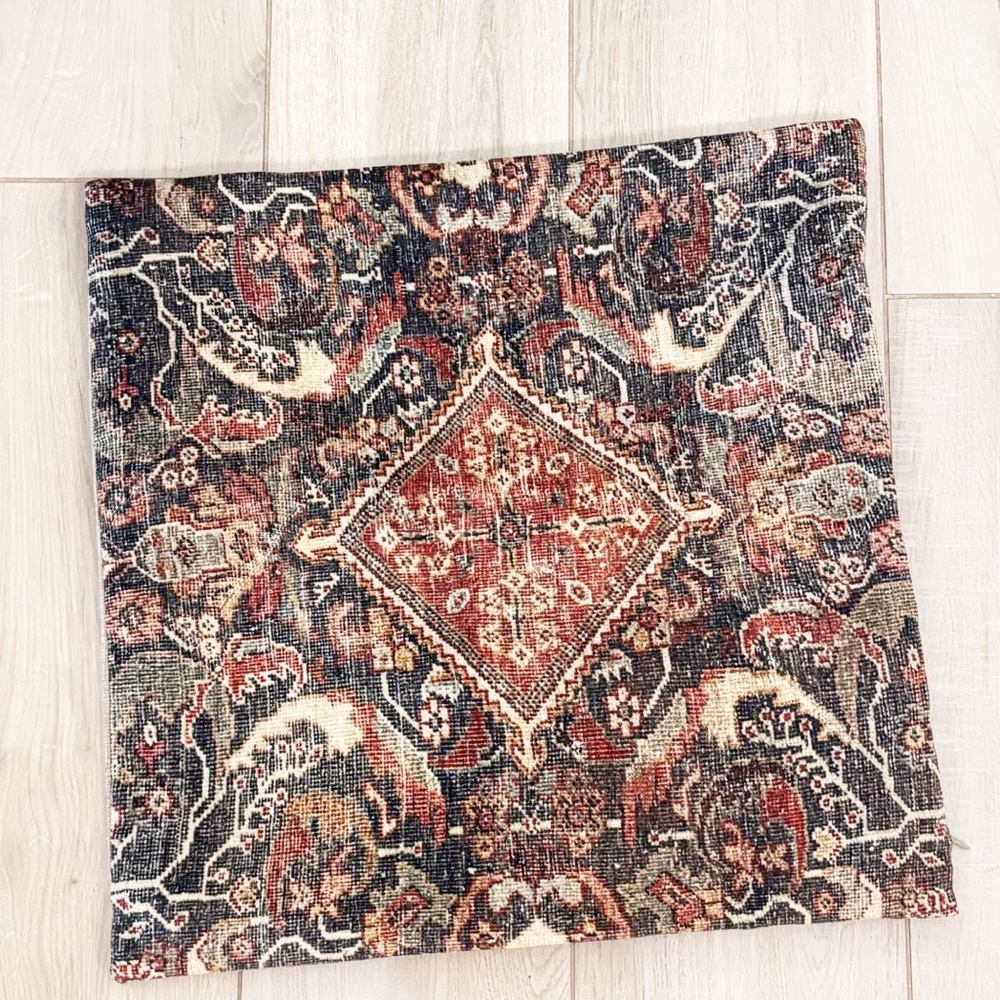 LOLOI Dark Colorway Persian Carpet Print Damask Boho Pillow Cover Size 20” X 20”